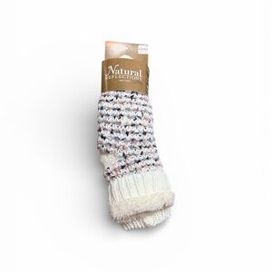 Natural Reflections Women’s Double Layer Cuffed Knit Slipper Socks - Size M